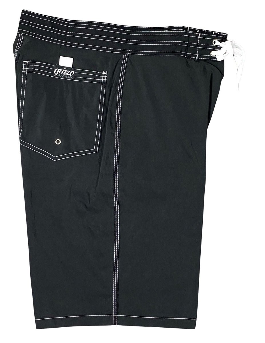 Grizzo Brand Solid Board Shorts w Back Pocket Black Mango Mesa Red or Orange Board Shorts World Outlet