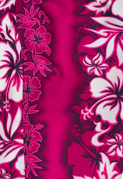 "Conga Line" (Pink) Women's Elastic Waist Swim Board Shorts. REGULAR Rise + 5" Inseam