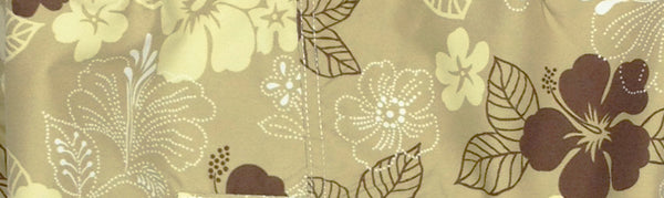 "Dew Drops" (Tan) Women's Elastic Waist Swim Board Shorts. REGULAR Rise + 5" Inseam