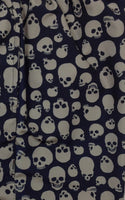 Men's "Live to Ride" Skulls (Black+Charcoal) Swim Trunks (with mesh liner) - 4.5" Retro Shortie