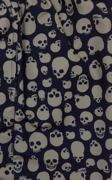 Men's "Live to Ride" Skulls (Black+Charcoal) Swim Trunks (with mesh liner) - 4.5" Retro Shortie