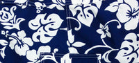 "Pure Hibiscus 5" Women's Back Pocket Board Shorts (Navy)