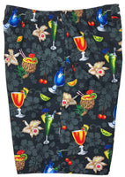"Hurry Sundown" (Black) 23" Long Swim Trunks (with mesh liner / side pockets)
