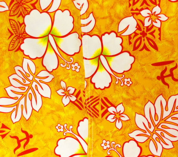 "Tribal Council" (Orange) Women's Elastic Waist Swim Board Shorts. REGULAR Rise + 5" Inseam