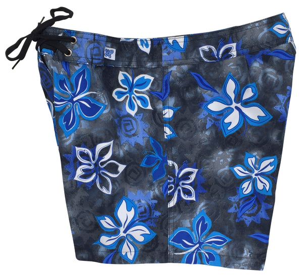 "Desert Bloom" Girls Board (Swim) Shorts (Charcoal / Blue)