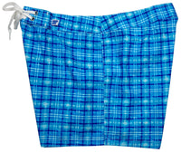 "Bankers Hours" (Blue) 5" Womens Back Pocket Board Shorts - Board Shorts World Outlet