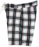 Black Plaid Men's Board Shorts - 7" Inseam (back pocket) - Board Shorts World Outlet