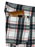 Black Plaid Men's Board Shorts - 7" Inseam (back pocket) - Board Shorts World Outlet