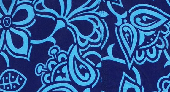 "Blue Heaven" (Blue) Women's Elastic Waist Swim Board Shorts. REGULAR Rise + 5" Inseam - Board Shorts World Outlet