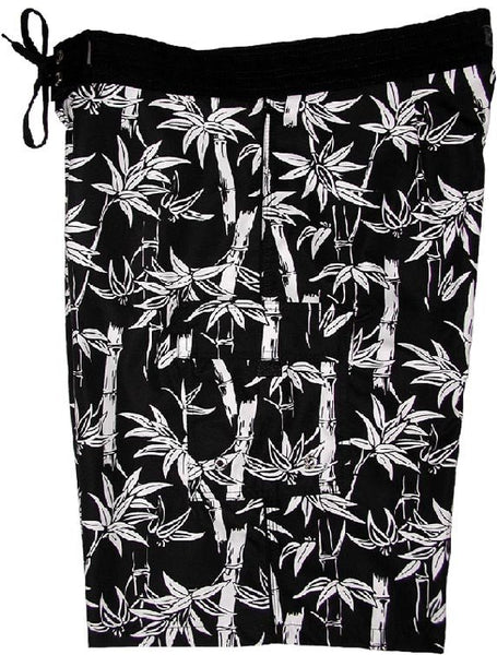 "Branch Out" (Black) Double Cargo Pocket Men's Board Shorts - Board Shorts World Outlet