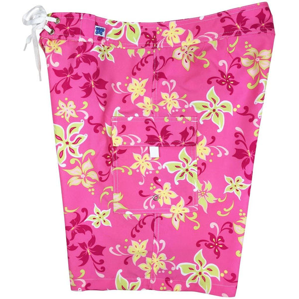 "Chick Flick" (Pink) Womens Board/Swim Shorts - 10.5" - Board Shorts World Outlet