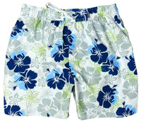 "Escape Artist" (White) SHORT 5" Inseam Elastic Waist Board Shorts - Board Shorts World Outlet