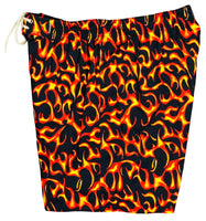 "Fonzie" (Flames) SHORT 5" Inseam Elastic Waist Board Shorts - Board Shorts World Outlet