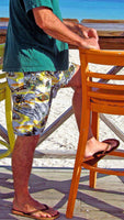 "Getaway Car" (Charcoal) 22" Long Swim Trunks (with mesh liner / side pockets) - Board Shorts World Outlet