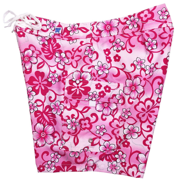 "Haywire" 7" Womens Cargo + Back Pocket Board Shorts (Pink) - Board Shorts World Outlet