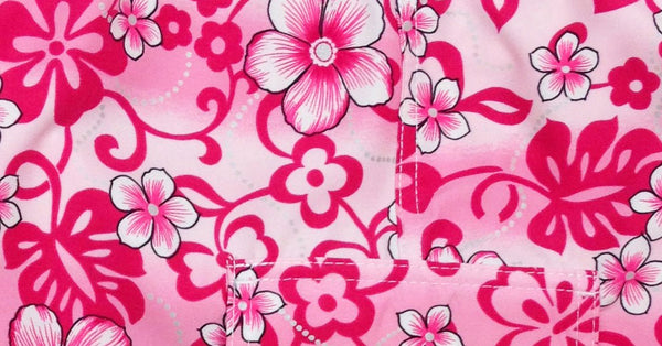 "Haywire" (Pink) Women's Elastic Waist Swim Board Shorts. REGULAR Rise + 5" Inseam - Board Shorts World Outlet
