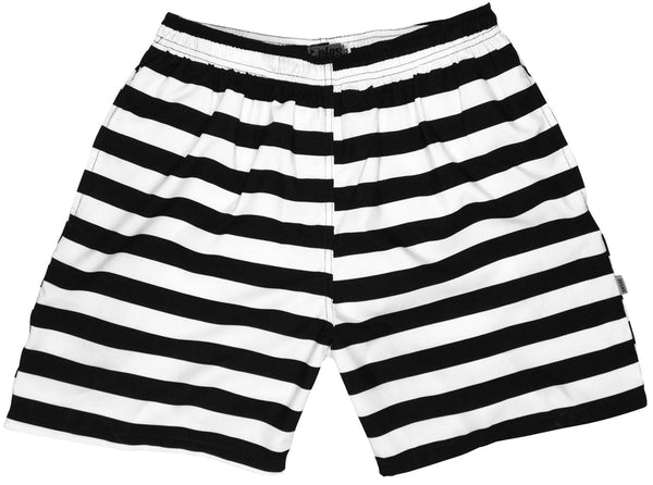 "Jail Bird" (Black) 20" - 26"" Long Swim Trunks (with mesh liner / side pockets) - Board Shorts World Outlet