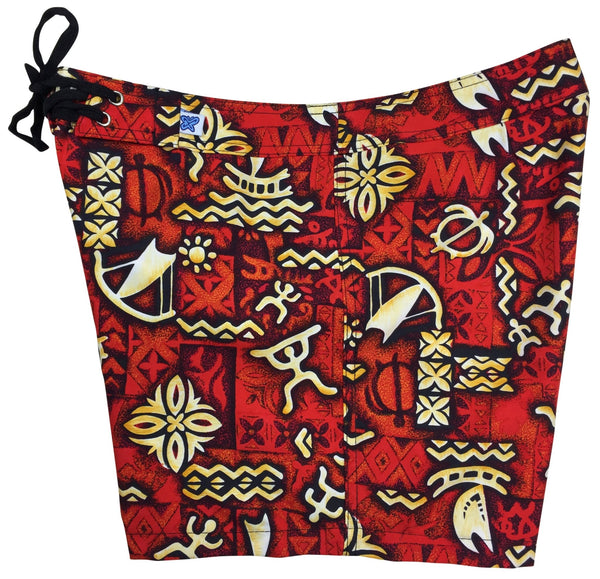"Jungle Cruise" Girls Board (Swim) Shorts (Red) - Board Shorts World Outlet