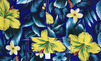"Jungle Juice" (Blue) Women's Elastic Waist Swim Board Shorts. REGULAR Rise + 5" Inseam - Board Shorts World Outlet