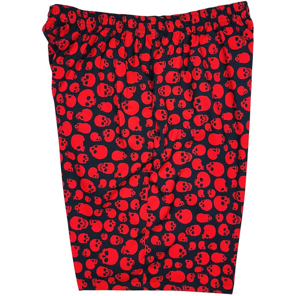 "Live to Ride" (Black + Red) 18" Swim Trunks (with mesh liner / side pockets) - Board Shorts World Outlet
