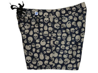 "Live to Ride" Skulls 5" Women's Back Pocket Board Shorts (Black + Charcoal) - Board Shorts World Outlet