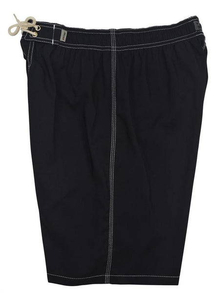 "Lost Weekend SOLID" (Black w/White Stitching) 20"-27" Elastic Waist Board Shorts - Board Shorts World Outlet