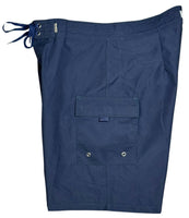 "Lost Weekend SOLID" (Navy) 20" - 27" Double Cargo Pocket Men's Board Shorts - Board Shorts World Outlet