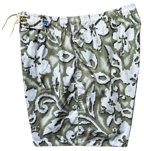 "Magnified" (Shell) Women's Elastic Waist Swim Board Shorts. REGULAR Rise + 5" Inseam - Board Shorts World Outlet
