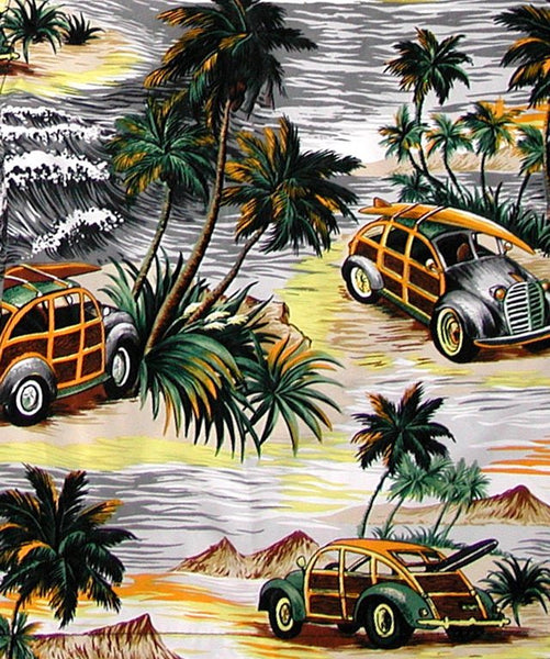 Men's "Getaway Car" (Charcoal) Swim Trunks (with mesh liner) - 4.5" Retro Shortie - Board Shorts World Outlet