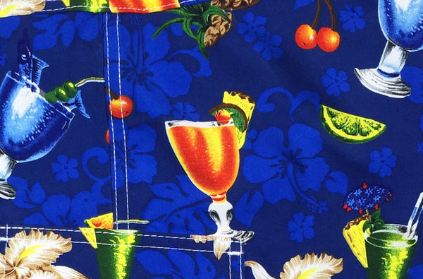Men's "Hurry Sundown" (Blue) Swim Trunks (with mesh liner) - 4.5" Retro Shortie - Board Shorts World Outlet