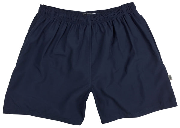 Men's Solid Swim Trunks (with mesh liner) - Navy - 4.5" Retro Shortie - Board Shorts World Outlet