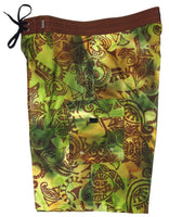 "Pacific Whim" (Earth) 20" - 27" Double Cargo Pocket Men's Board Shorts - Board Shorts World Outlet