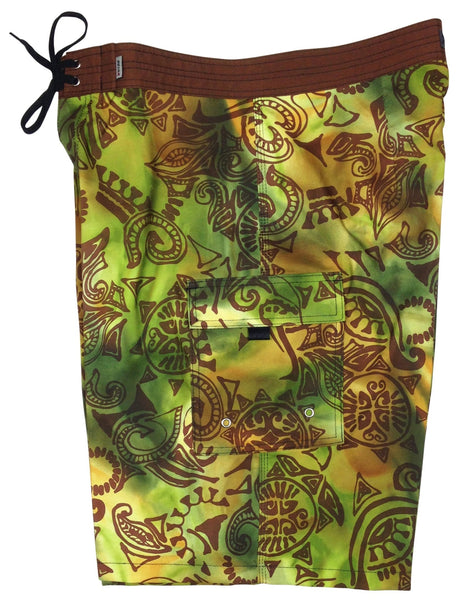 "Pacific Whim" (Earth) 20" - 27" Double Cargo Pocket Men's Board Shorts - Board Shorts World Outlet