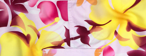 "Primal Paradise" (Pink) 22" Long Swim Trunks (with mesh liner / side pockets) - Board Shorts World Outlet