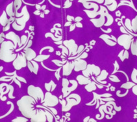 "Pure Hibiscus" (Purple) Women's Elastic Waist Swim Board Shorts. REGULAR Rise + 11" Inseam - Board Shorts World Outlet