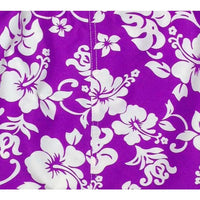 "Pure Hibiscus" (Purple) Women's Elastic Waist Swim Board Shorts. REGULAR Rise + 5" Inseam - Board Shorts World Outlet