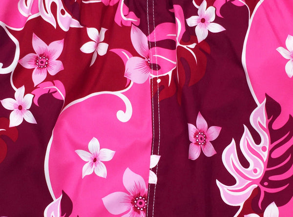 "Puzzled" (Pink) Women's Elastic Waist Swim Board Shorts. REGULAR Rise + 5" Inseam - Board Shorts World Outlet