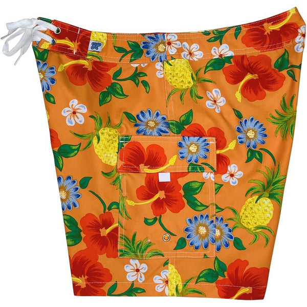 "Sangria" (Orange) 7" Womens Cargo + Back Pocket Board Shorts - Board Shorts World Outlet