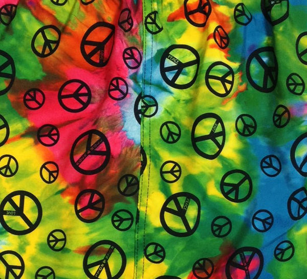 "Sign Language" (Tie Dye) Women's Elastic Waist Swim Board Shorts. REGULAR Rise + 5" Inseam - Board Shorts World Outlet