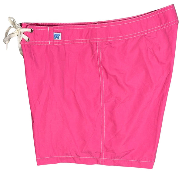 Solid 5" Women's Back Pocket Board Shorts (Hot Pink) - Board Shorts World Outlet