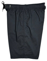 Solid Color (Black w/ Black Stitching) 18" - 26" Elastic Waist Board Shorts - Board Shorts World Outlet