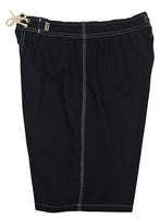 Solid Color (Black w/ White Stitching) 18" - 26" Elastic Waist Board Shorts - Board Shorts World Outlet
