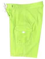 Solid Color (Lime Ice) 22" - 25" Double Cargo Pocket Board Shorts - Board Shorts World Outlet