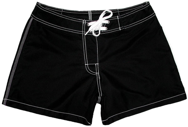 Solid Girls Board (Swim) Shorts (Black) - Board Shorts World Outlet