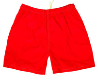 Solid Lifeguard Red Men's Swim Trunks (with mesh liner / side pockets) - 6.5" Mid Length - Board Shorts World Outlet