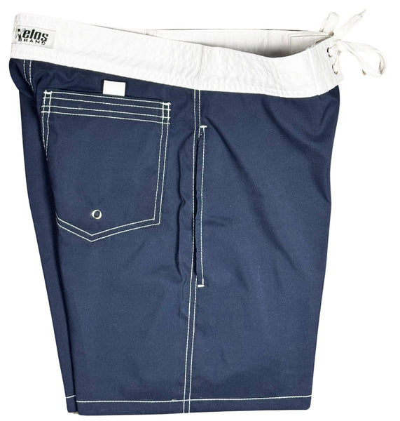 Solid with White Waistband Men's 3 - pocket Board Shorts - Retro Shortie - 5" - Board Shorts World Outlet