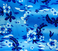"Soul Salvation" (Blue) Women's Elastic Waist Swim Board Shorts. REGULAR Rise + 5" Inseam - Board Shorts World Outlet