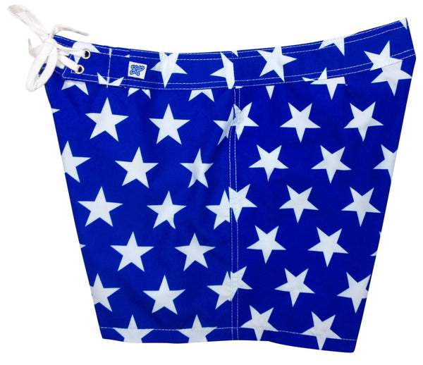 "Star Struck" (Blue) 5" Womens Back Pocket Board Shorts - Board Shorts World Outlet