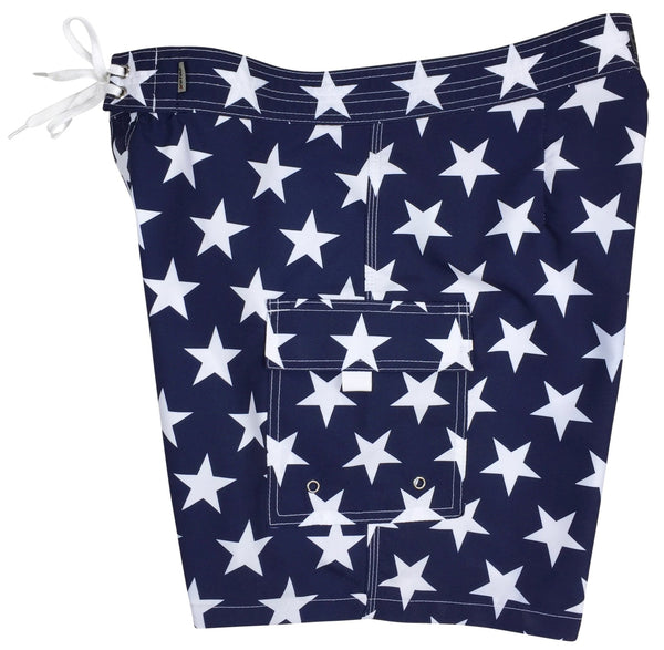"Star Struck" (Navy) Mens Double Cargo Board Shorts - Retro Shortie - 5" - Board Shorts World Outlet