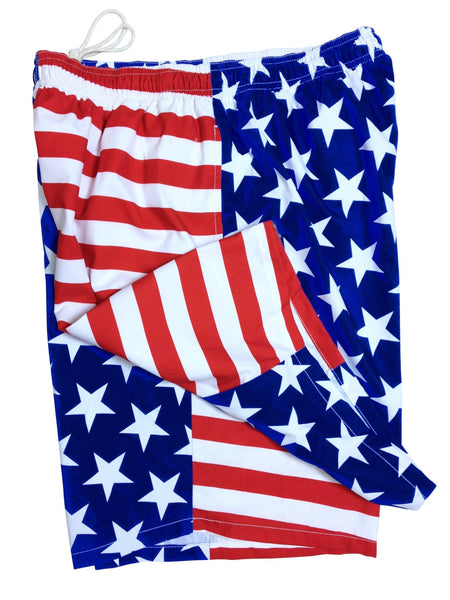 "Stars and Stripes" 20"-27" Elastic Waist Board Shorts - Board Shorts World Outlet